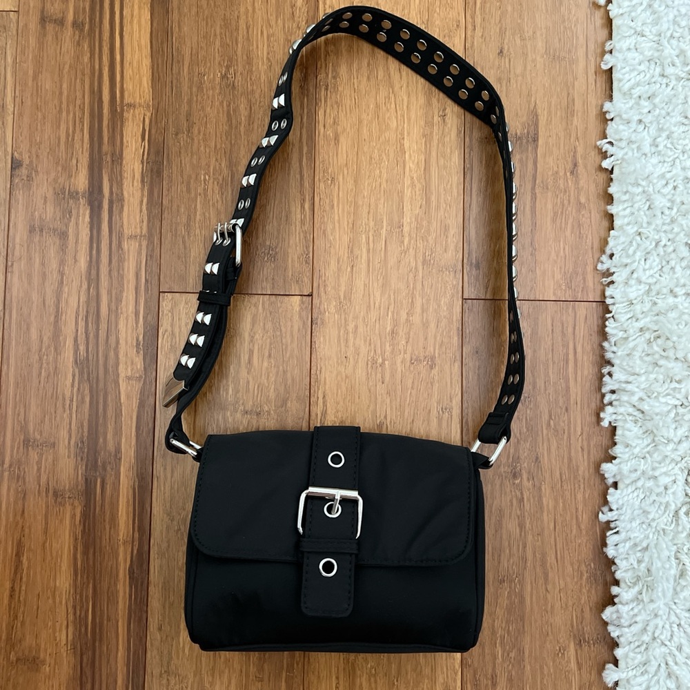 Urban Outfitters Black Studded Nylon Bag